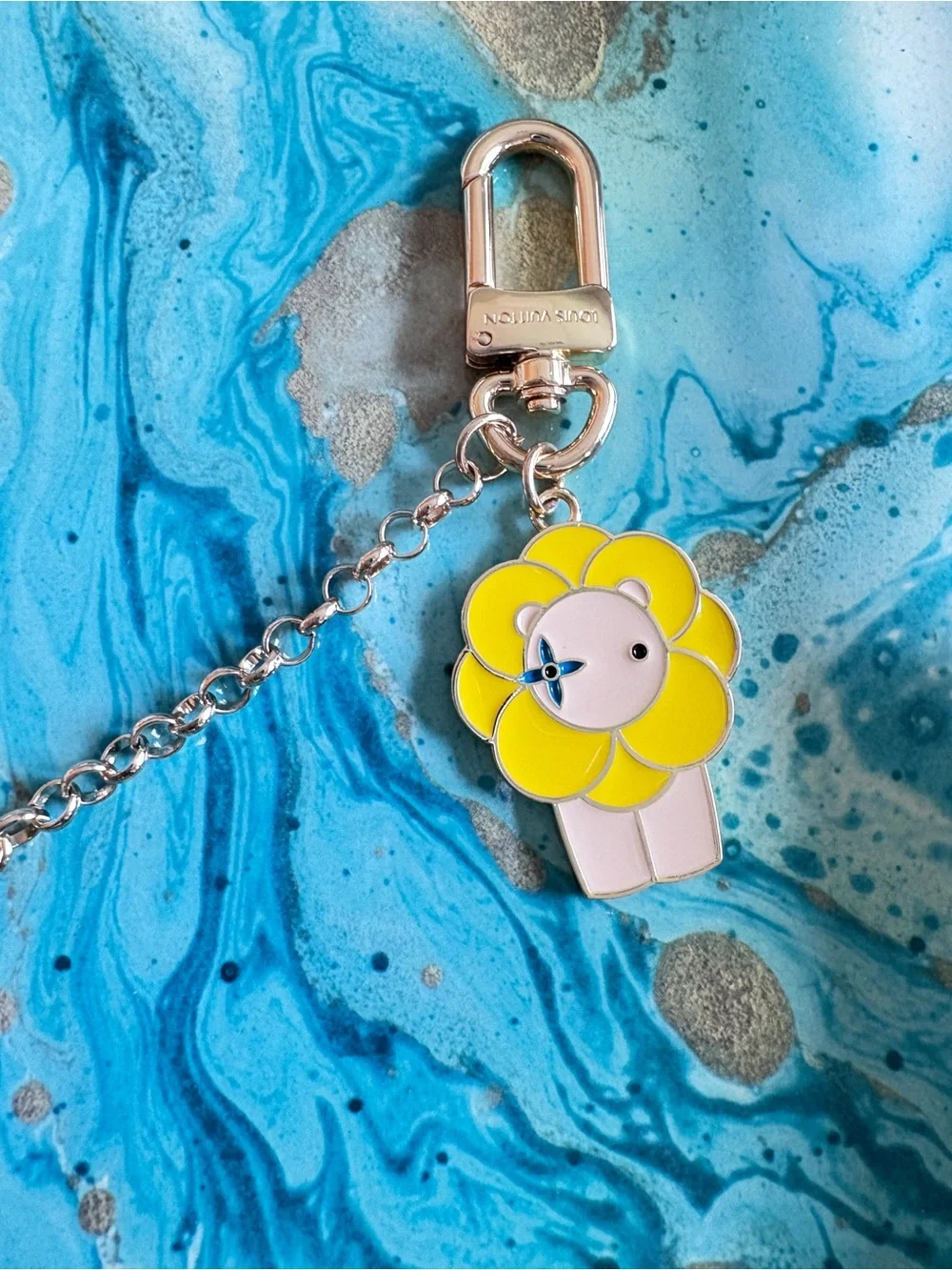 Louis Vuitton Flower Charm Chain Accessory with Pink & Yellow Flowers